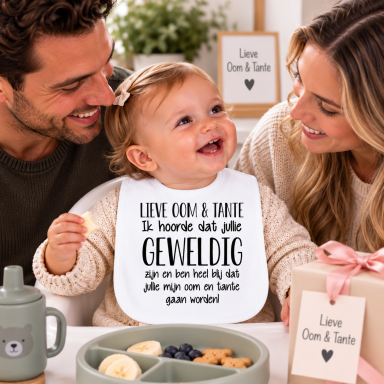 Baby Slabbetje met tekst -  oom en tante worden